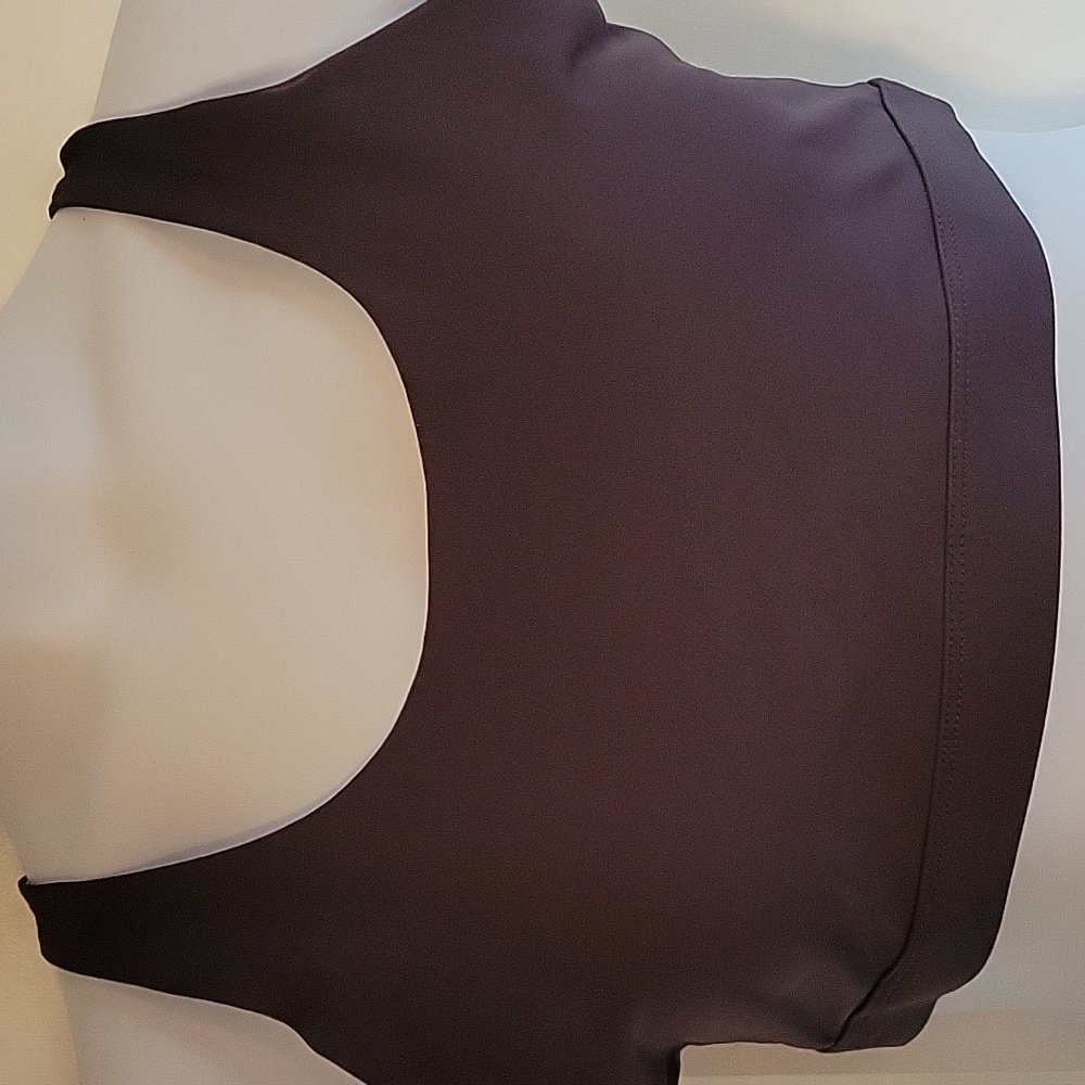 Strappy gray and white sport bra